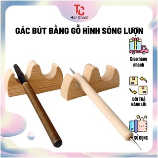 Gác Bút Bằng Gỗ Hình Sóng Lượn Cao Cấp – Giá Đỡ Bút Vẽ, Bút Thư Pháp