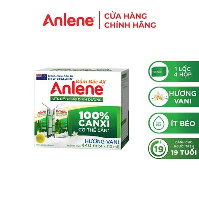 Sữa nước Anlene Concentrate hương vani đậm đặc lốc 4 hộp ( 4x110ml )