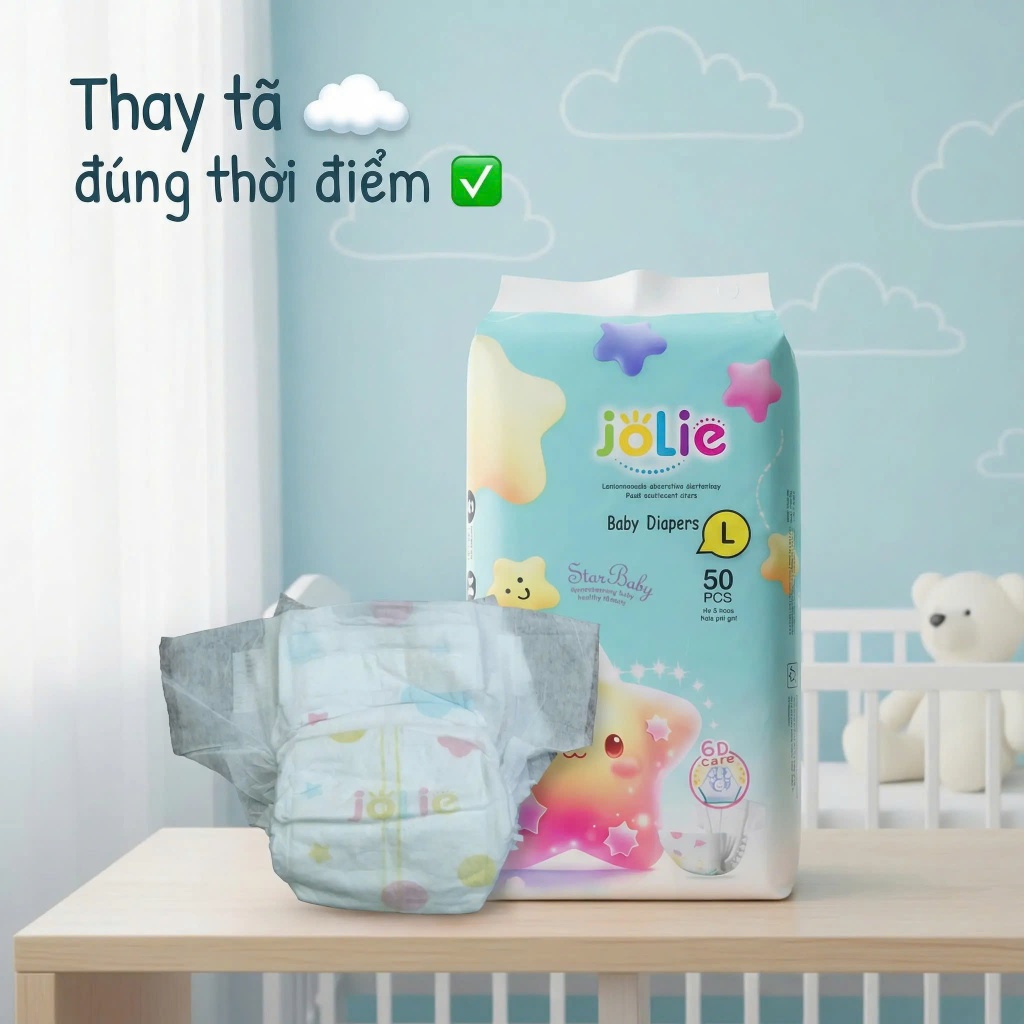 [50 miếng] - Tả Dán Trẻ Em joLie - Mềm mịn, thấm hút tốt, thoáng khí