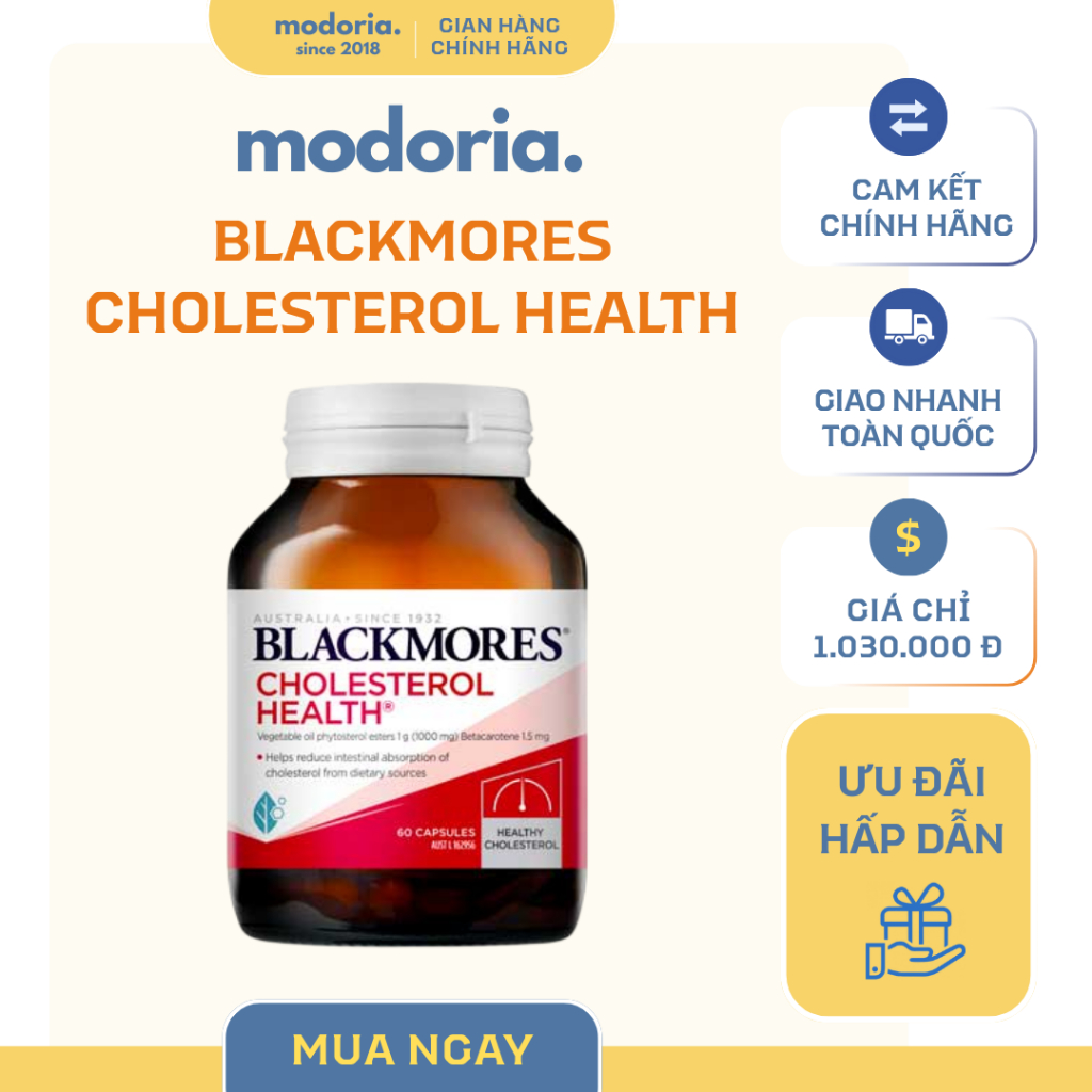 [modoria.] Viên uống Blackmores Cholesterol Health hỗ trợ giảm cholesterol Úc (60 viên)