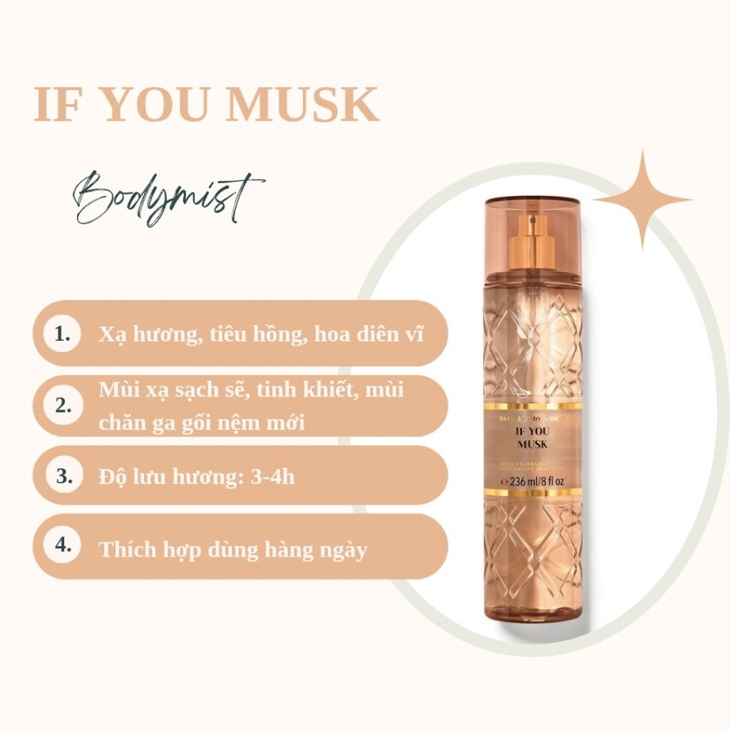 Xịt thơm Bodymost If you musk nhẹ nhàng, tinh tế