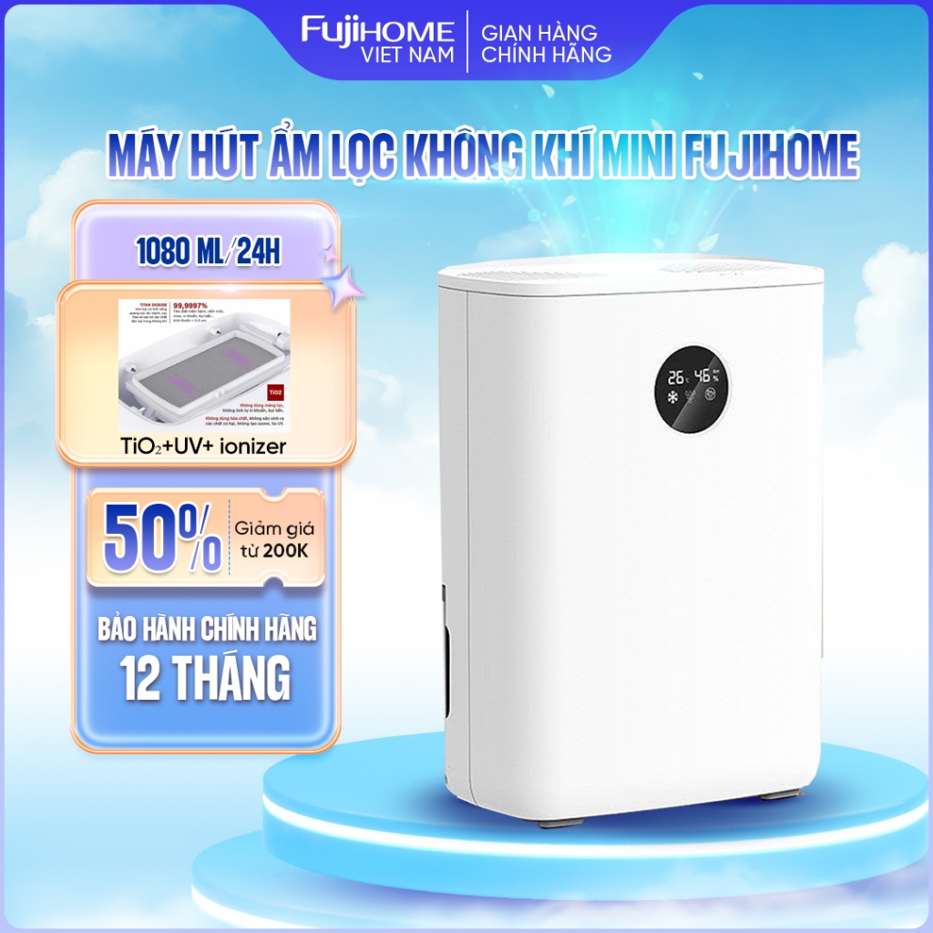 Máy hút ẩm mini điện tử 1080ml/ngày Fujihome DHP05