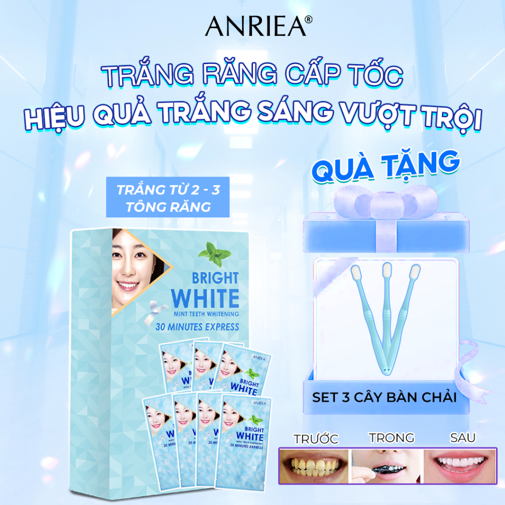 [QUÀ SIU HOT] [Trắng răng cấp tốc] Liệu trình 7 ngày Miếng Dán Trắng Răng Bạc Hà Anriea - ANCB44