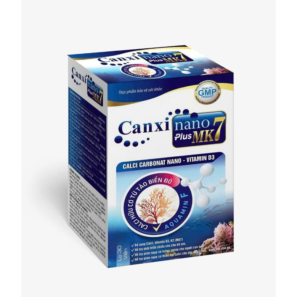 Viên uống AQUAMIN CANXI NANO MK7 GOLD AQUAMIN F giảm nguy cơ loãng xương ,còi xương