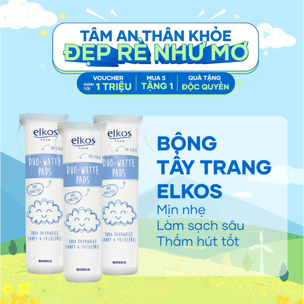 Bông Tẩy Trang Elkos 140 Miếng Từ Đức