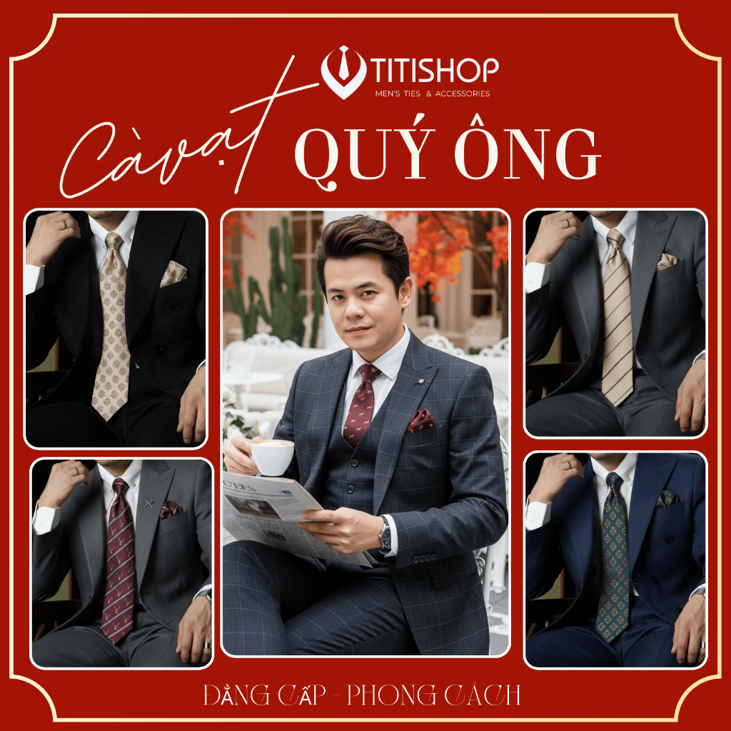 ( Hỏa Tốc ) Compo Bộ Caravat Kèm Hộp Bản 8CM, Bản 9CM, Khăn cài túi ,kẹp cavat  | Cavat quý ông | Po