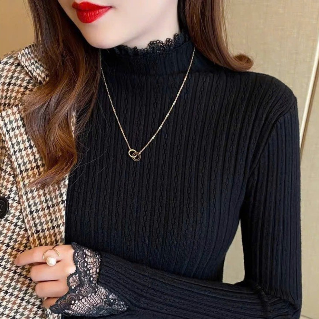 Áo len nữ tiểu thư phối ren mẫu mới 2025 | BigBuy360 - bigbuy360.vn