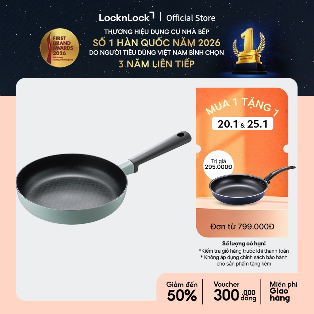 Chảo Decore Lock&Lock, 26CM - màu Mint - LDE1263IH