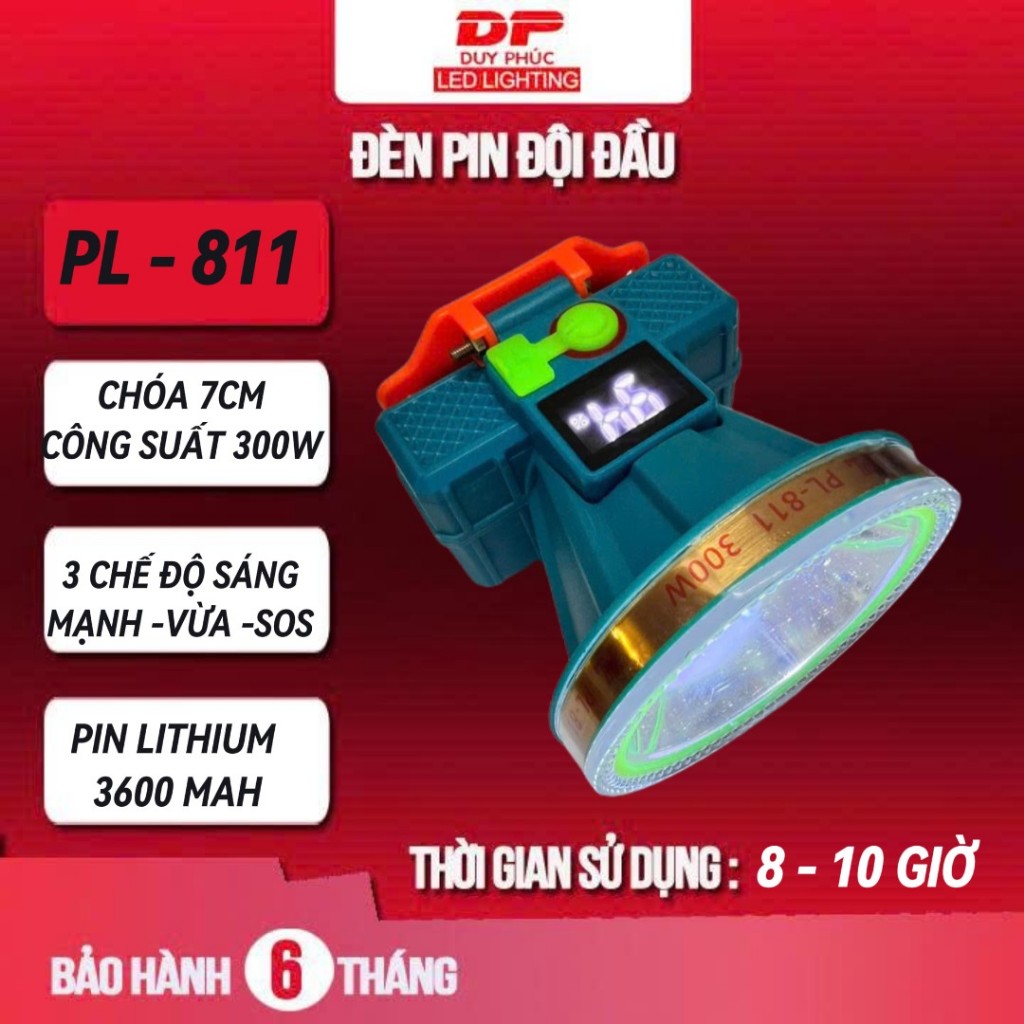 Đèn pin đội đầu led siêu sáng PL 811 - chống nước - sạc TYP-C - 2 pin lithium 16850
