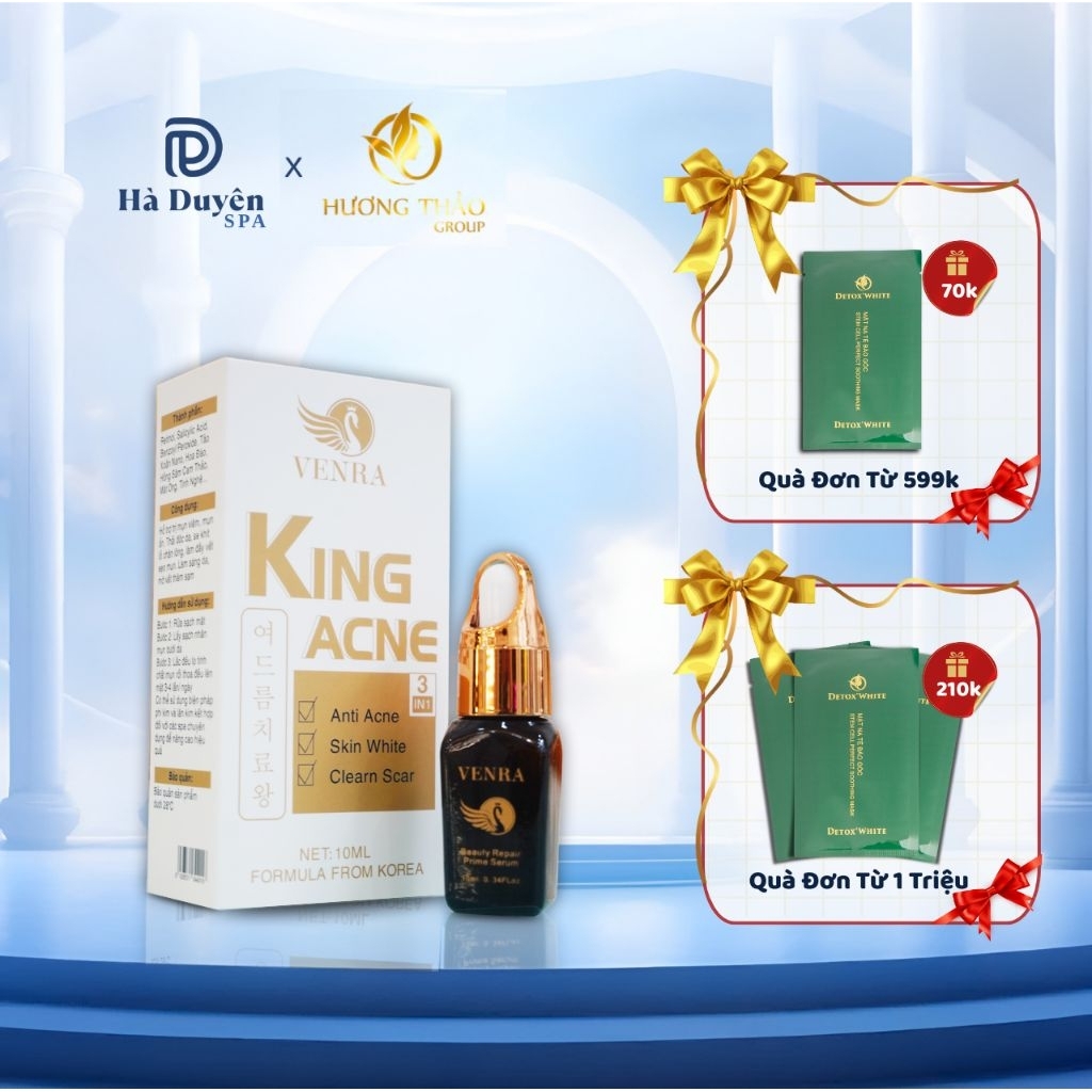 Serum mụn King Acne 10ML - Hỗ trợ trị mụn, se khít lỗ chân lông, mờ thâm, kiểm soát tiết dầu