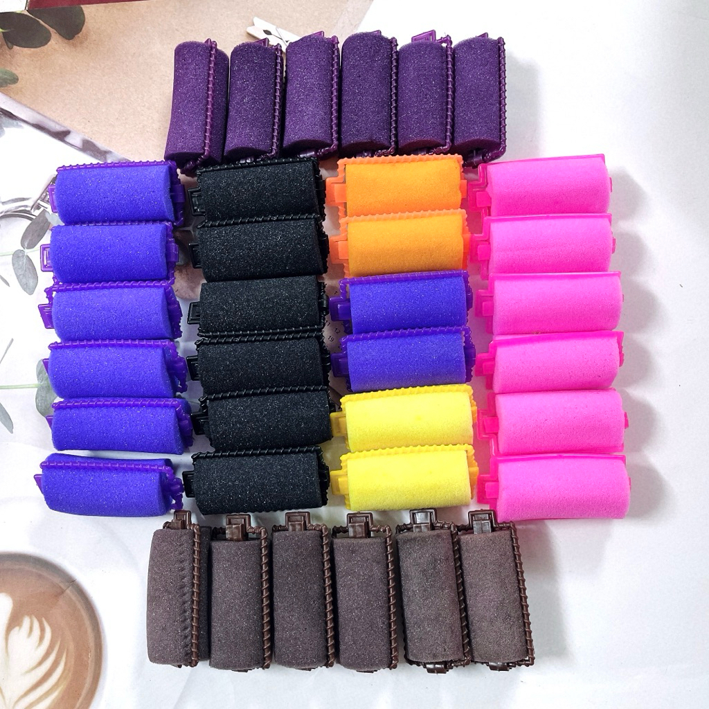 [ BỘ 6 CÁI] ☆ Lô Cuốn Tóc / Lô Quấn Tóc bằng mút nhiều màu sắc tươi sáng, dể cuốn giúp tóc uốn lượn tự nhiên, xinh xắn.