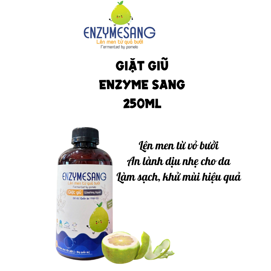 (Enzyme Sang) Nước Giặt Sinh Học Lên Men Từ Quả Bưởi - An toàn  Dịu nhẹ với da Can 250ML Mầm Xanh Sh