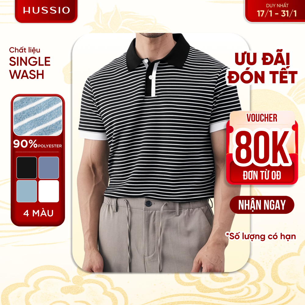 [VOUCHER 80K] Áo POLO nam sọc ngang ZEBRA vải wash lông mềm mịn, co dãn tốt, sang trọng, chuẩn form 