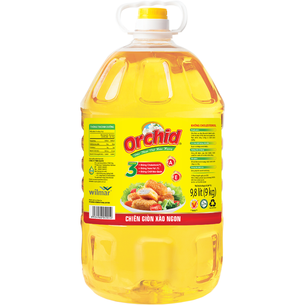 Dầu Thực Vật Orchid 9.8 Lít | Dầu Ăn Chiên Xào Cho Quán Ăn Bếp Lớn