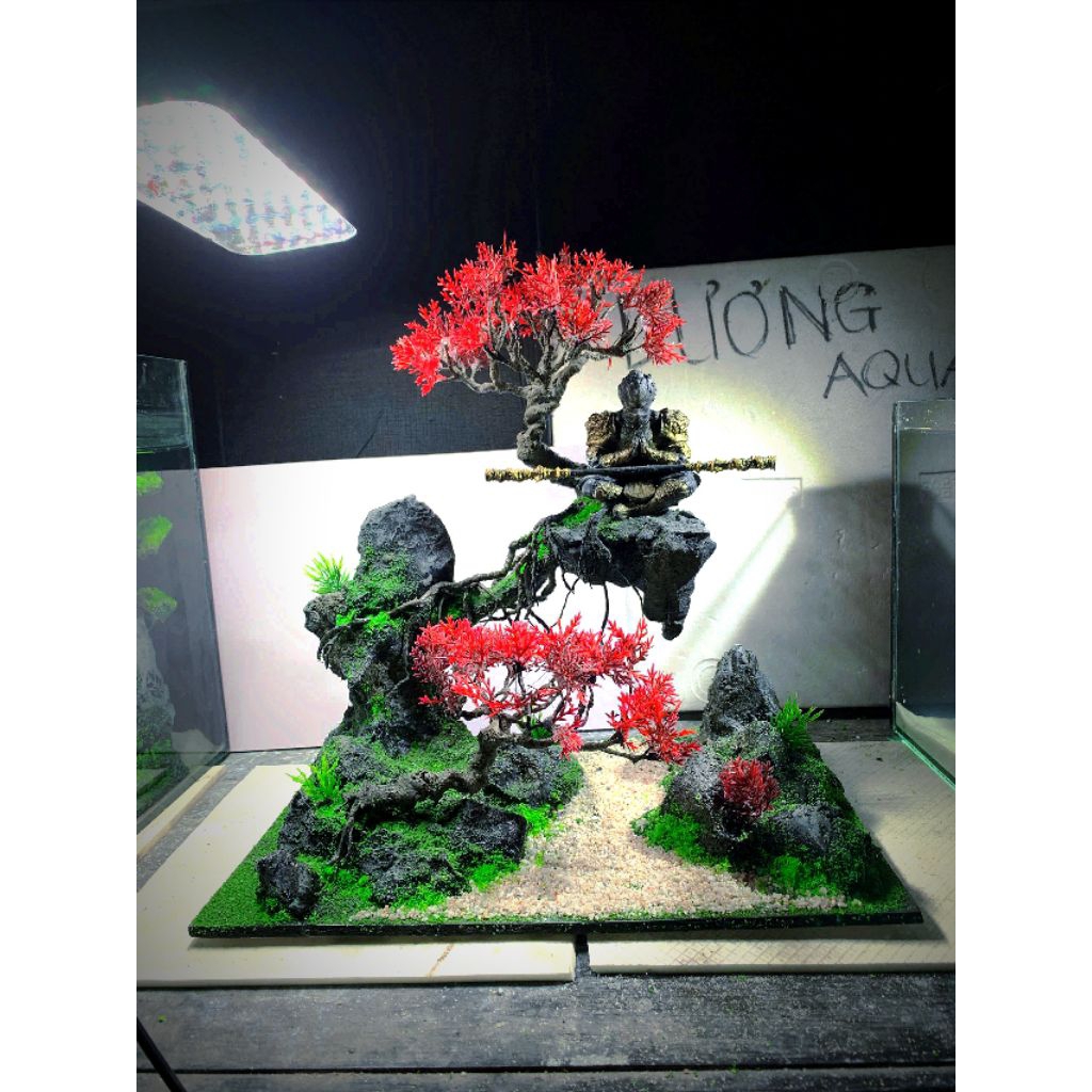 Bể cá mini kích thước D30×R20×C20  đảo bay siêu đẹp cho bể cá