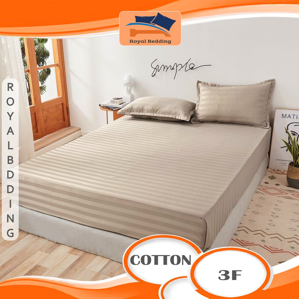 Bộ Ga Giường Cotton 3F Sọc Bóng Ga Trải Giường Vỏ Gối Mềm Mịn Sang Trọng Không Bai Xù
