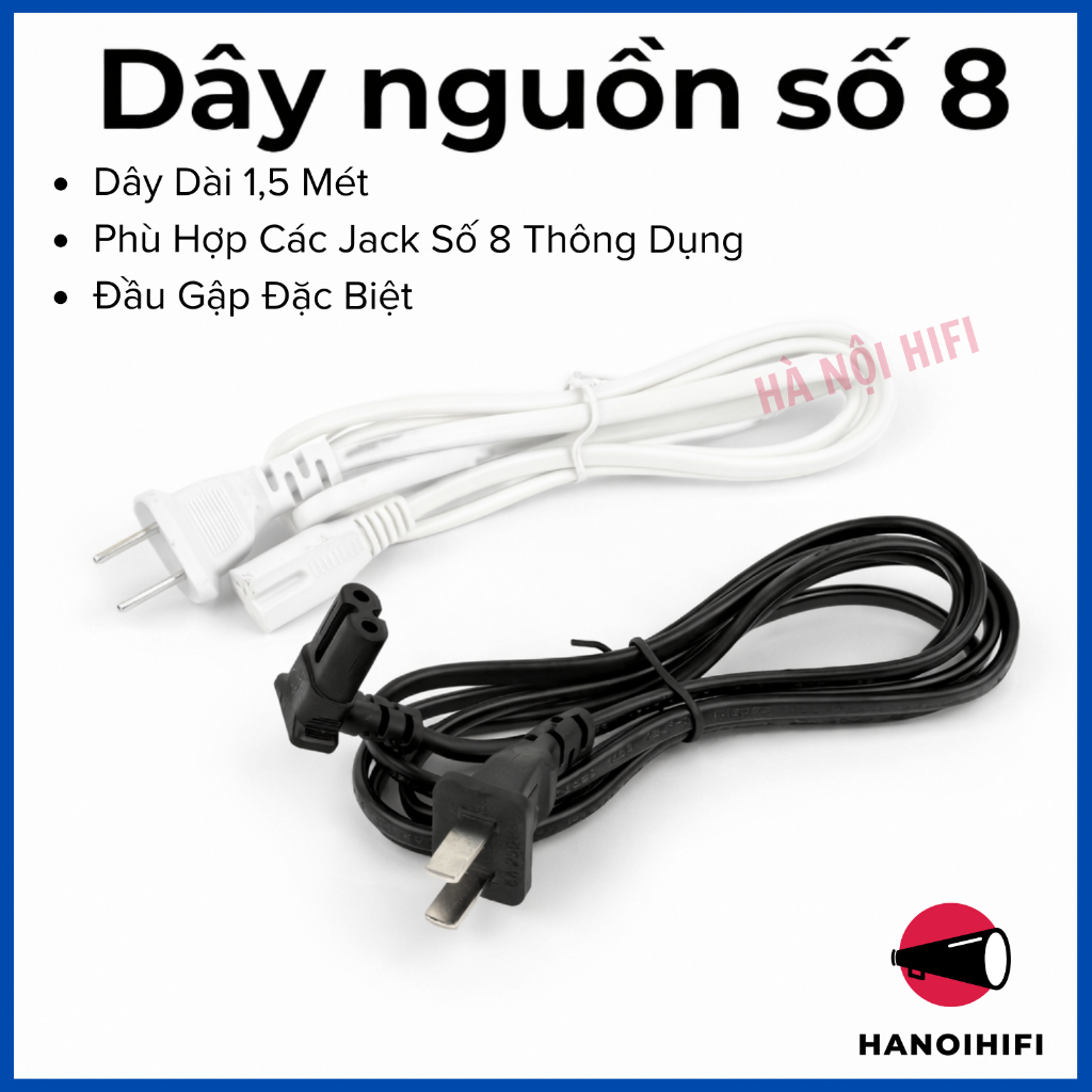 Dây nguồn số 8 điện AC dùng làm nguồn loa, tivi, máy tính đồ điện từ Hà Nội Hifi