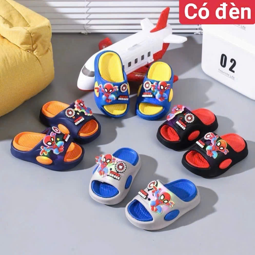 [ CÓ ĐÈN PHÁT SÁNG ] Dép siêu nhân cho bé trai siêu nhẹ siêu êm size từ 24-35