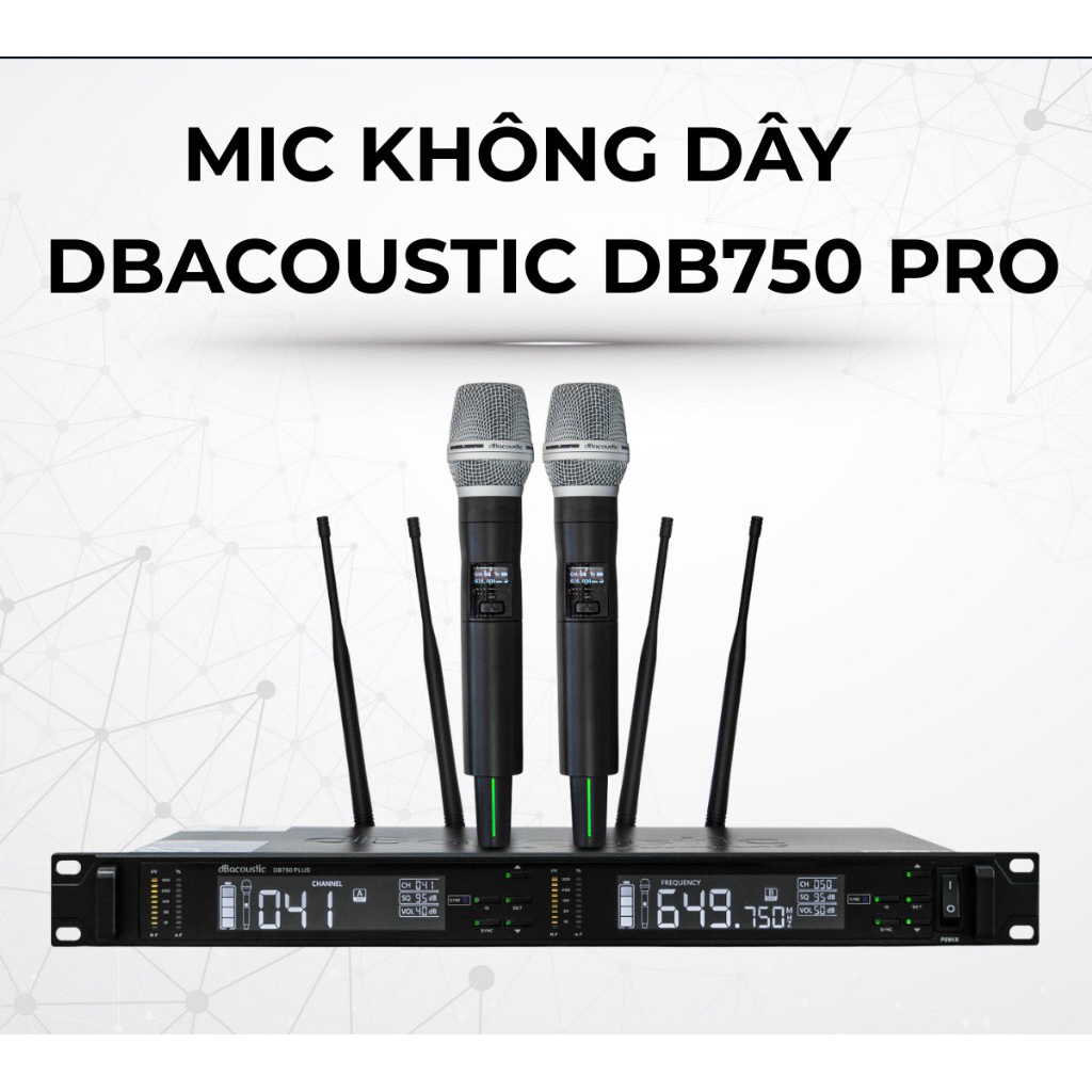Micro Karaoke Không Dây dBacoustic DB750PRO - Thu phát 200m - 200 kênh - Hàng Chính Hãng SAL, BH 12T