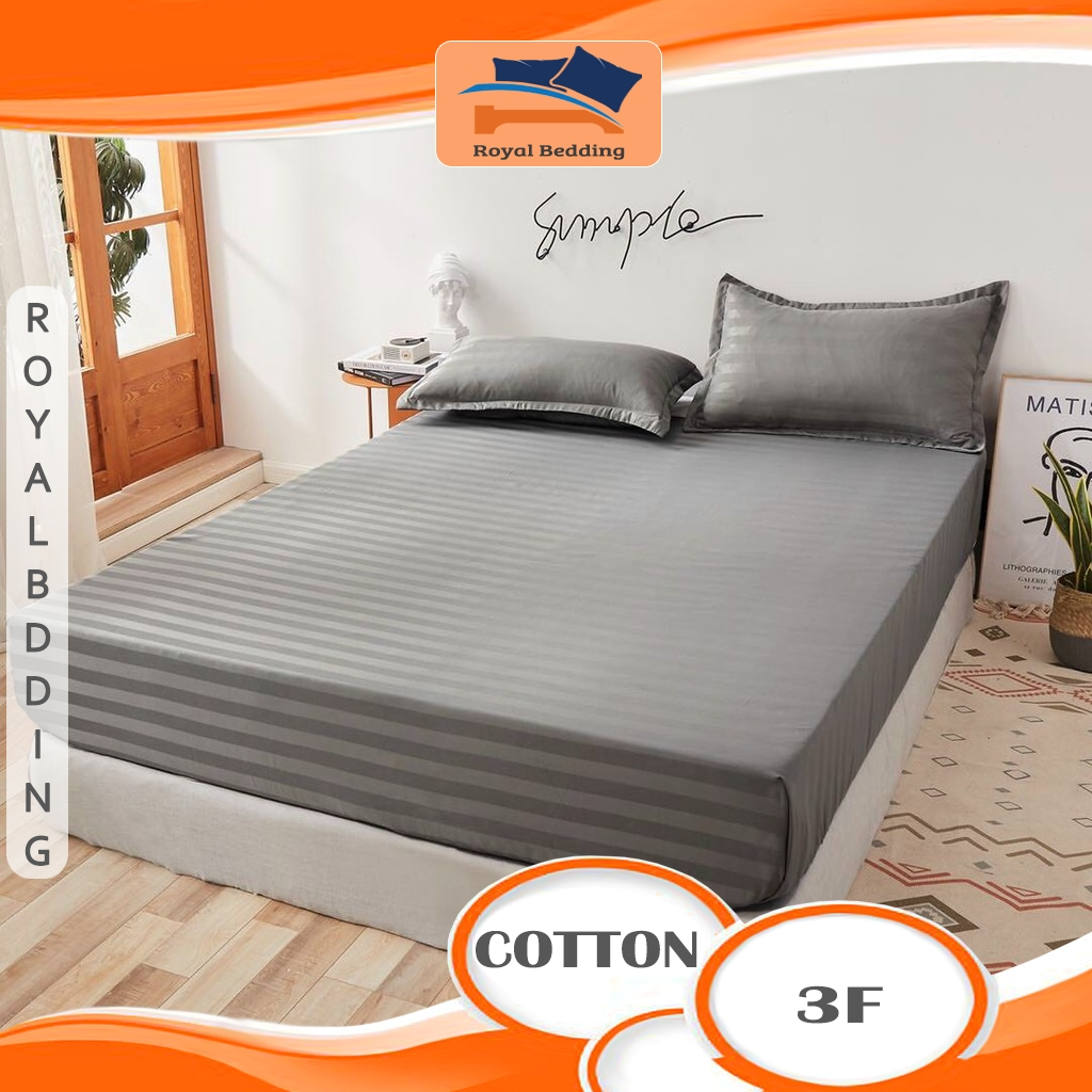 Drap Giường Bo Chun Cotton 3F Ga Giường Vải Sọc Bóng Bền Đẹp Dễ Sử Dụng