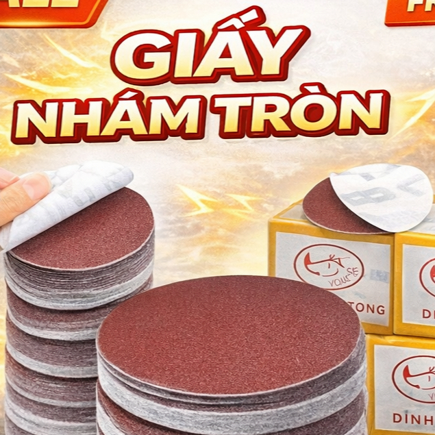Giấy Nhám Tròn 100mm P40–P600 – Đĩa Nhám Dán Máy Chà Nhám, Đủ Độ Hạt