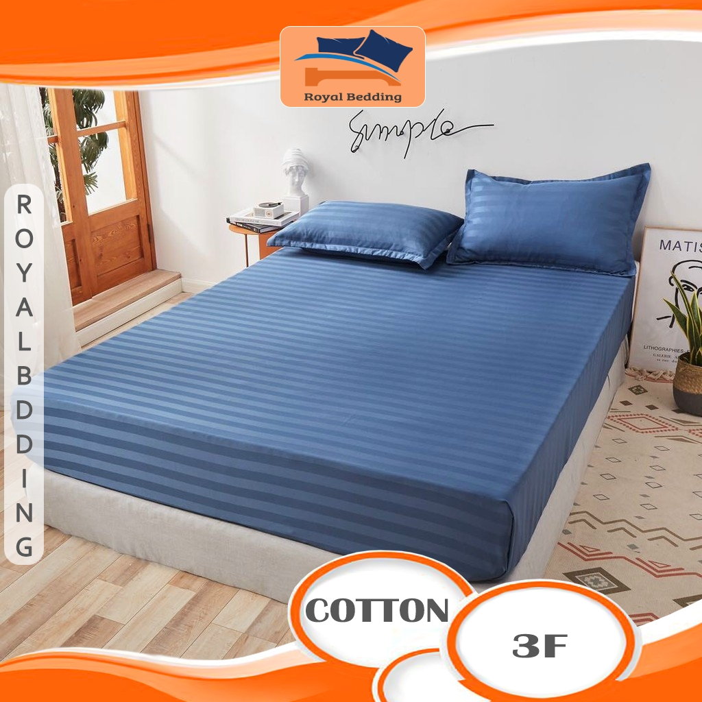 Bộ Ga Giường Cotton 3F Cao Cấp Ga Trải Giường Sọc Bóng Sang Trọng Và Vỏ Gối