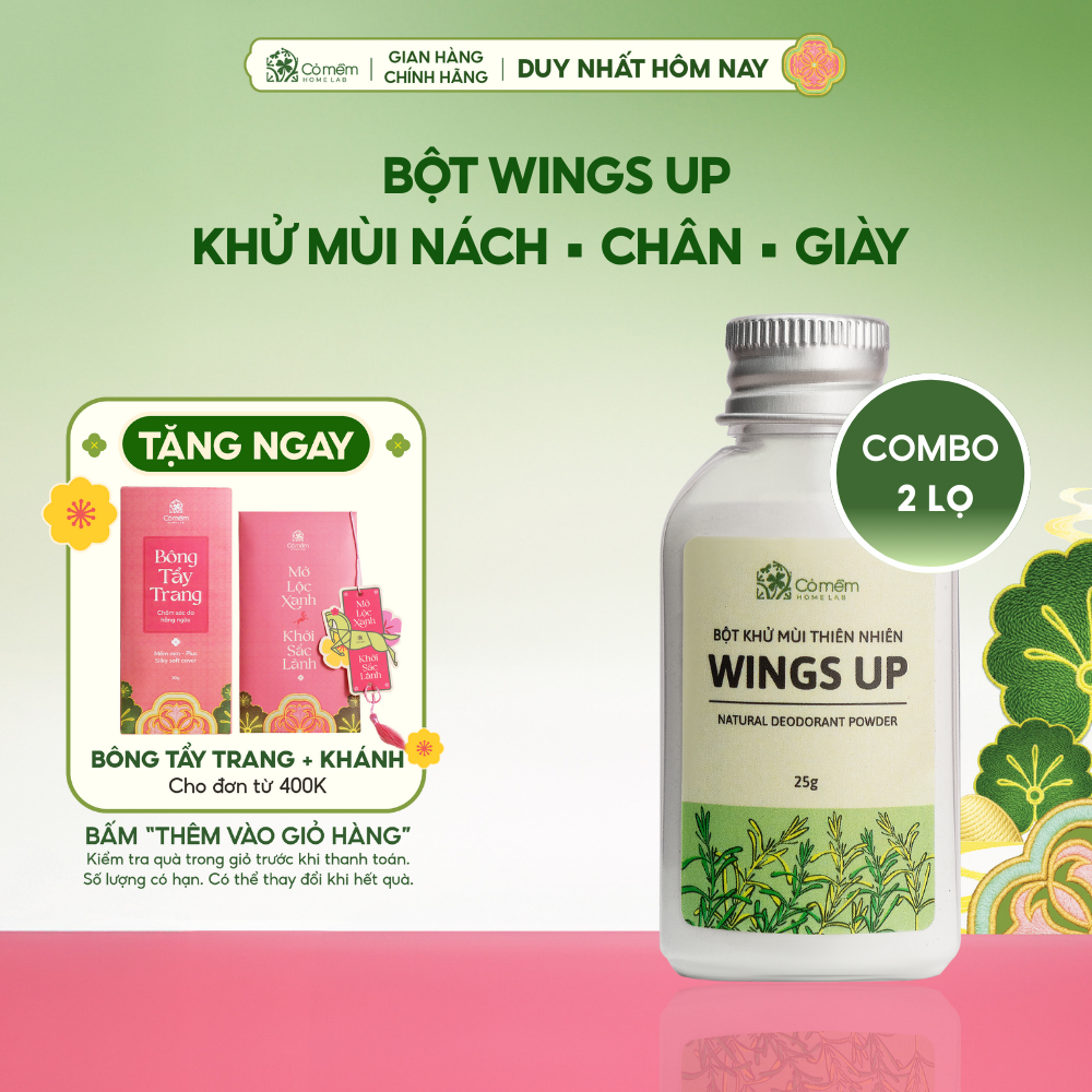 Combo 2 Bột Khử Mùi Wings Up Khử Mùi Hôi Chân Hôi Nách Cỏ Mềm 25g