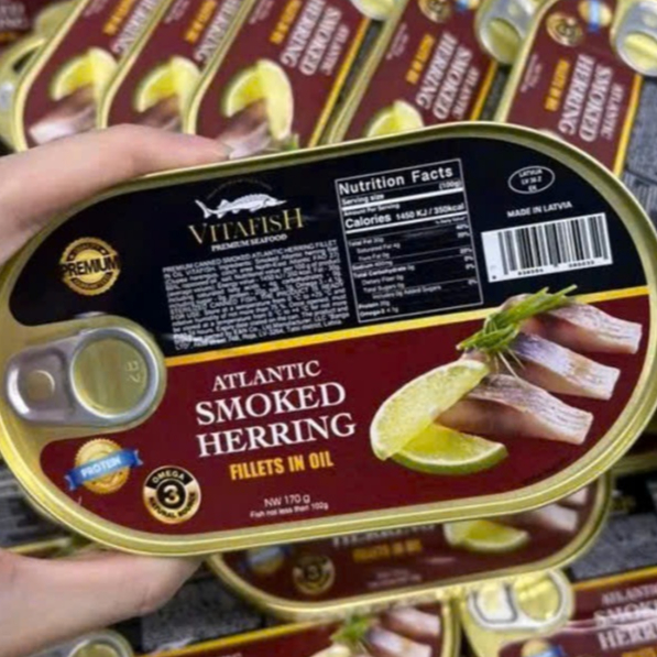 Cá trích ngâm dầu 170g vitafish nhập khẩu Nga