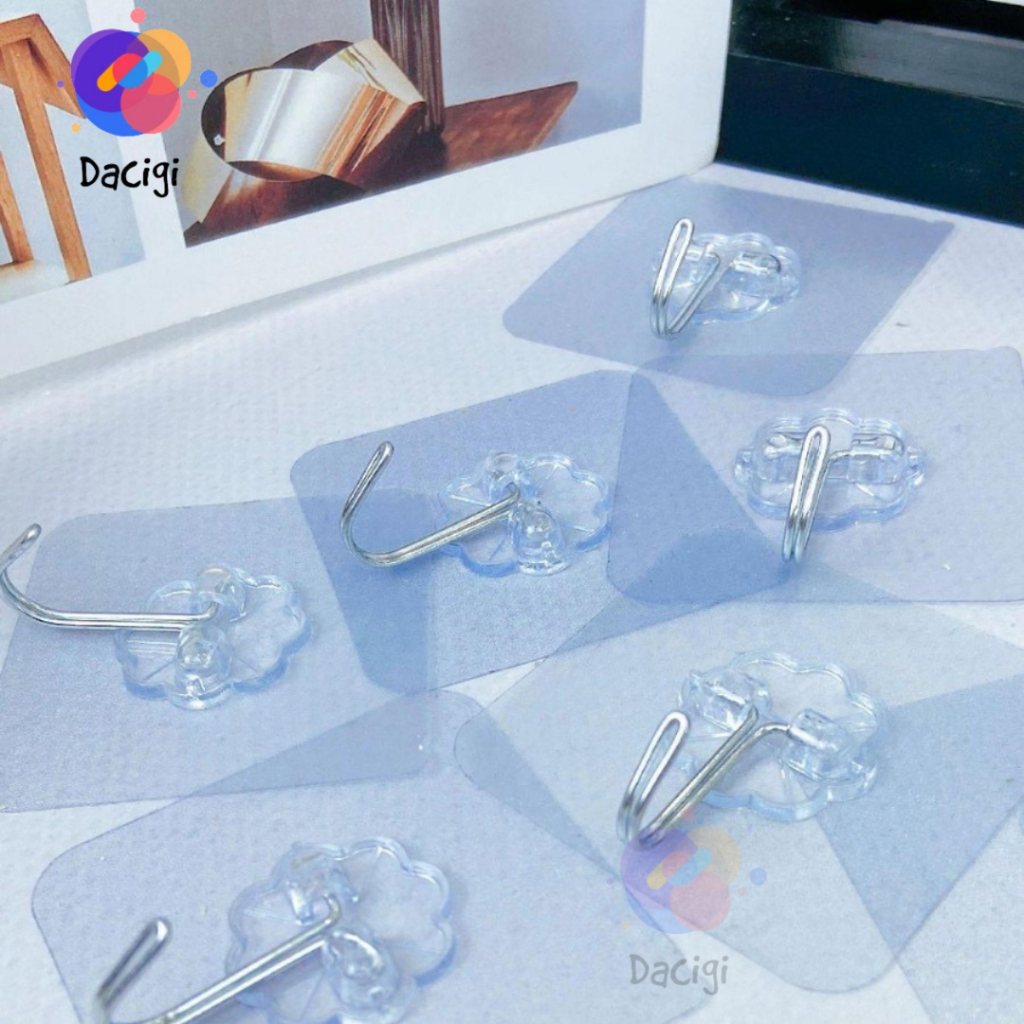 Móc dính tường trong suốt treo đồ siêu dính - Móc dán tường chịu lực 6x6cm - Dacigi