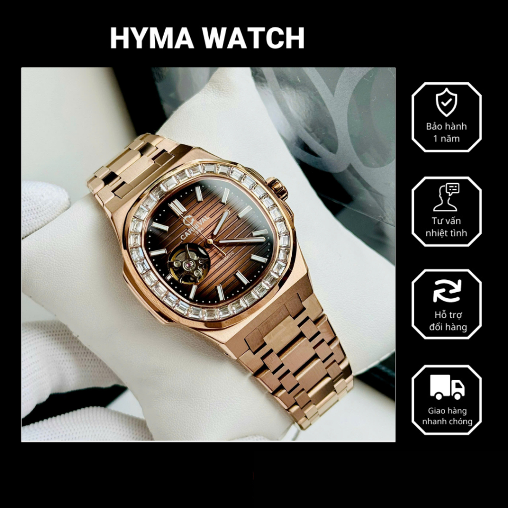 Đồng hồ Nam Carnival 8128G Máy cơ kính sapphire Bảo hành 5 năm Hyma Watch