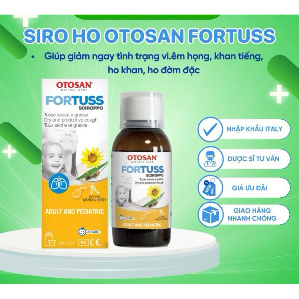 Siro ho Fortuss Otosan làm dịu cơn ho hiệu quả, bảo vệ niêm mạc (180g)