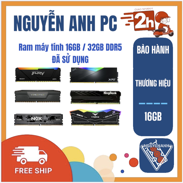 Ram máy tính 16GB / 32GB DDR5 đã sử dụng 4800/5200/5600/6000mhz