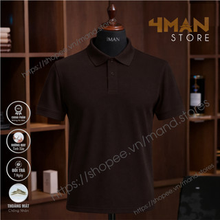 Áo thun Polo Màu Nâu Cà Phê - Vải thun Cá sấu CVC Cao Cấp Dày Mịn Thoáng Mát Bền Màu Chống nhăn - 4Man Store