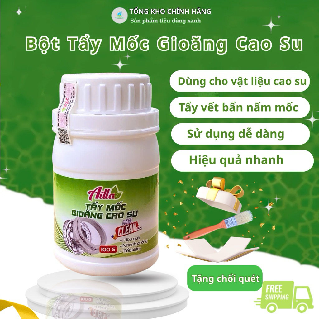 Bột Tẩy Mốc Gioăng Cao Su Ailla 100G,Tẩy Mốc Gioăng Máy Giặt,Tủ Lạnh,Các Vật Liệu Cao Su-Hàng Chính 