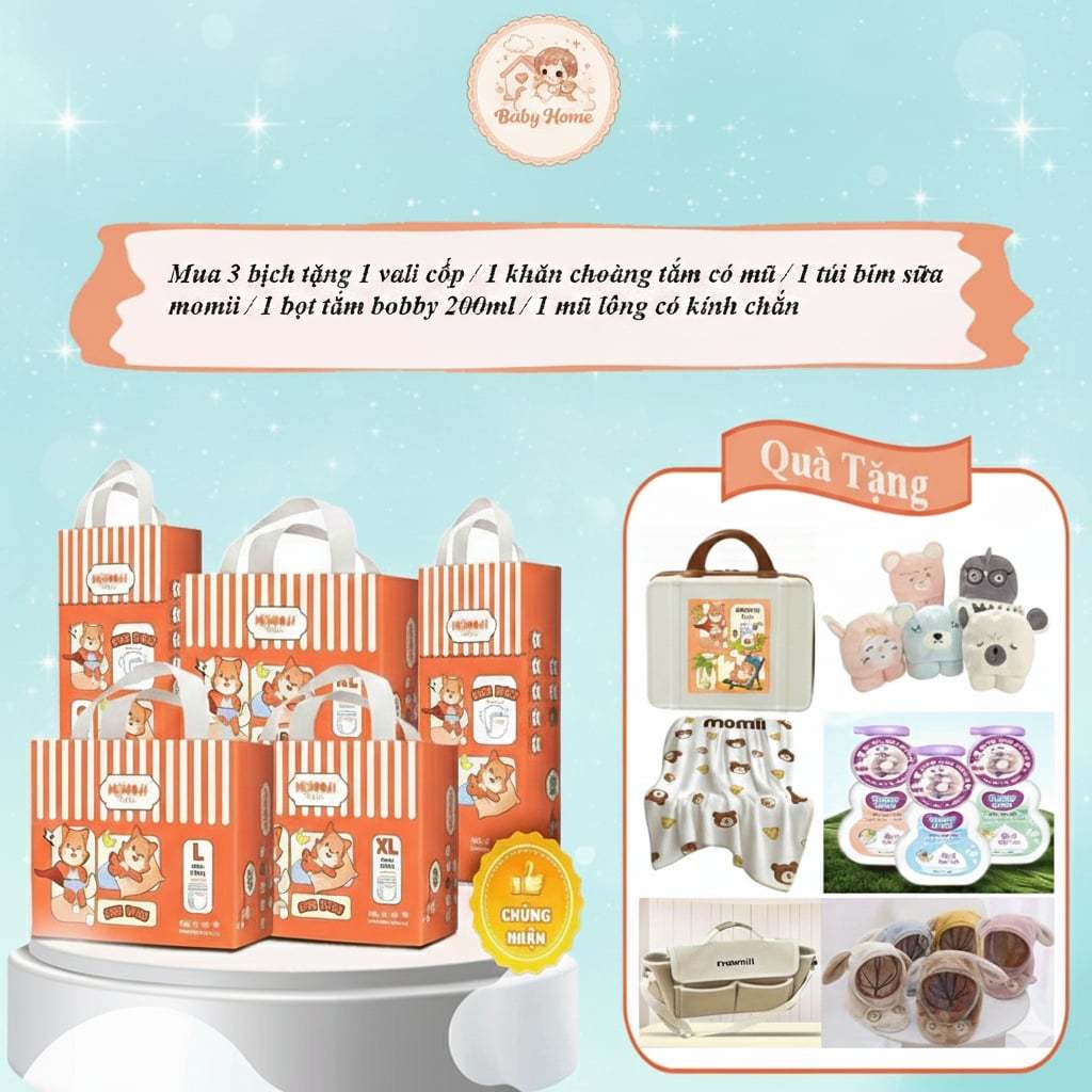 [Bản Mới] Combo 2 Tã quần/Dán Momoji AIR DRY, mềm, mỏng, thoáng khí,công nghệ khóa ẩm 12 tiếng