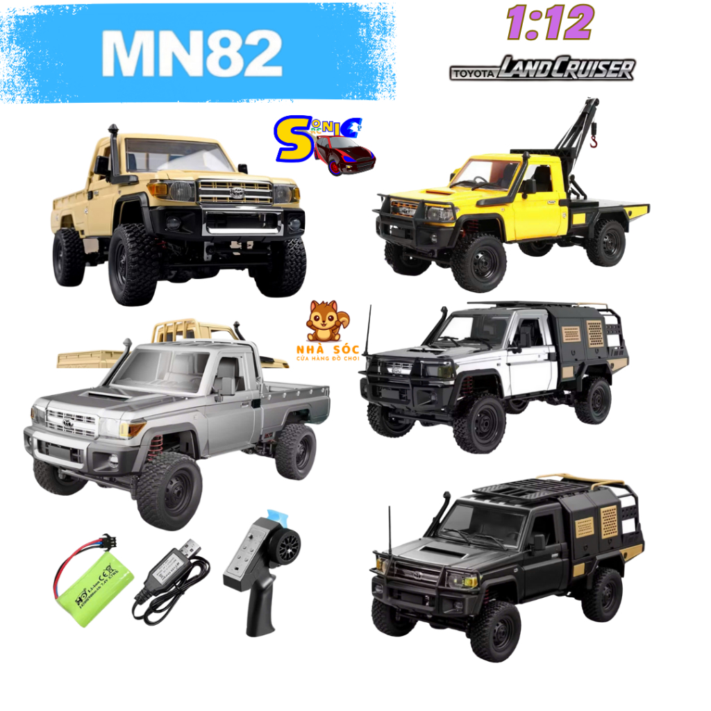 Xe bán tải điều khiển từ xa MN82S MN82T MN82PRO, tỉ lệ 1:12, có servo, điều tốc, xi nhan, pin sạc
