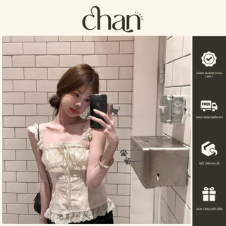 Áo kiểu hai dây thô boil thêu hoa bèo nhún phong cách hàn quốc M253