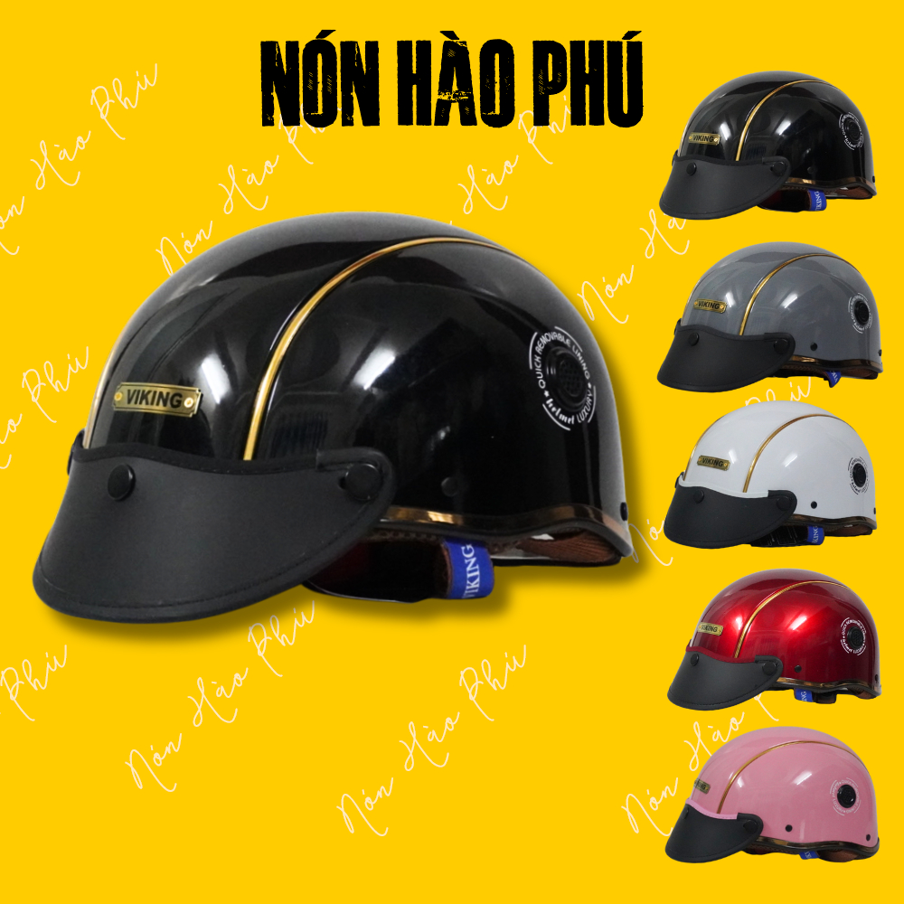 Mũ bảo hiểm nửa đầu VIKING03 SỌC ĐỒNG cao cấp kính gập, nón bảo hiểm chính hãng nam nữ