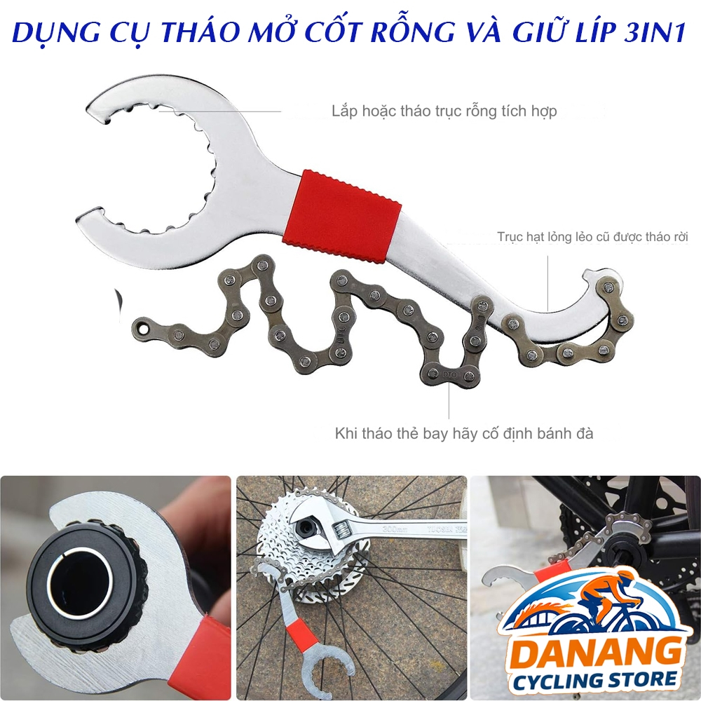 Dụng Cụ Tháo BB Xe Đạp 3in1 – Cảo Trục Giữa Cốt Rỗng + Giữ Líp – Tiện Lợi, Đa Năng