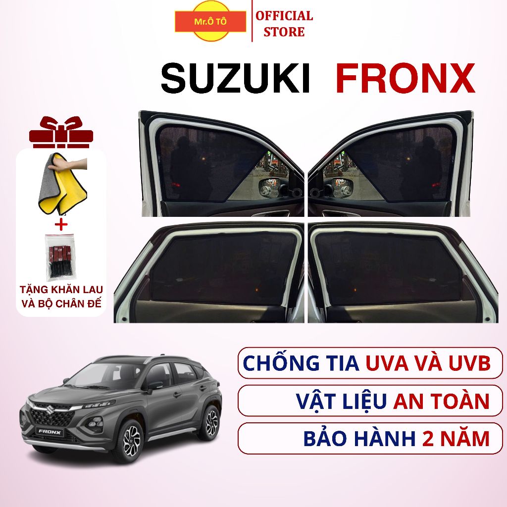 Rèm che nắng chống UV xe SUZUKI FRONX - Loại 1 Mr Ô TÔ - bộ 4 cánh dạng lưới, BH 2 năm.