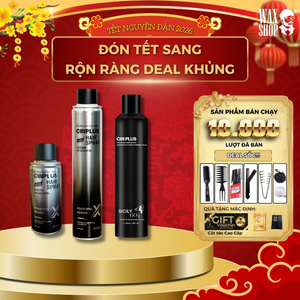 [SẢN PHẨM HOT] Gôm xịt tóc nam CINPLUS Hair Spray 300ml, Hair Spray X 420ml giữ nếp tóc