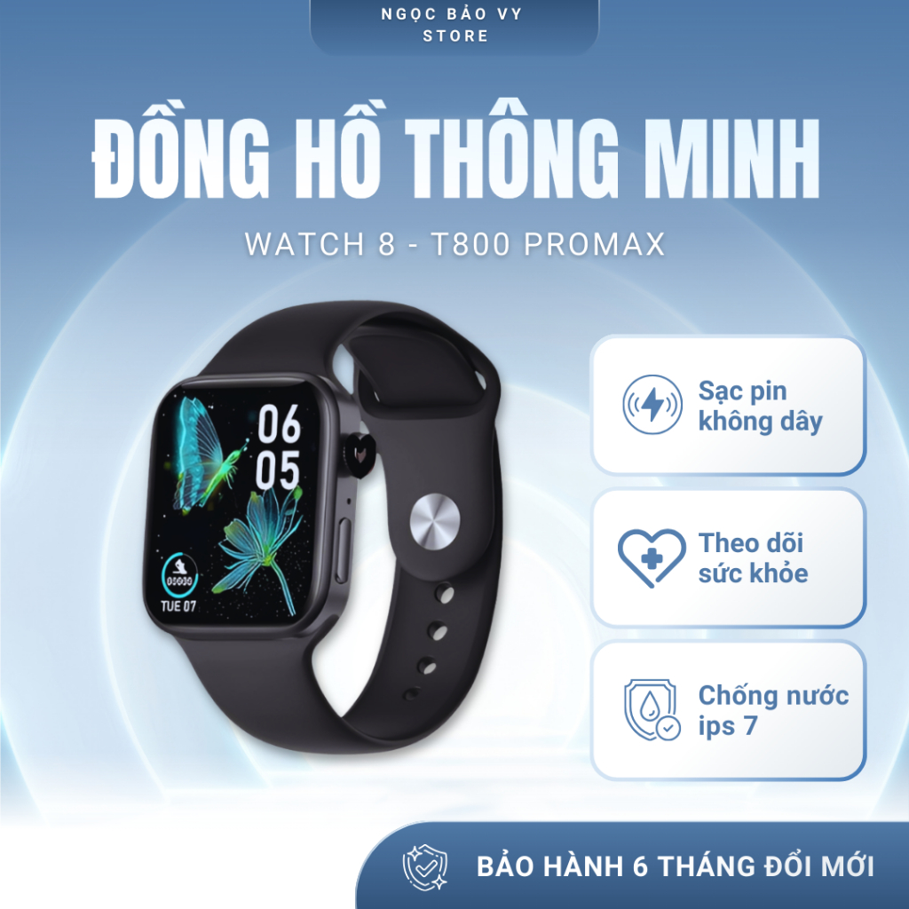 Đồng Hồ Thông Minh Watch 8 T800 Pro Max – Sạc Không Dây, Theo Dõi Sức Khỏe, Chống Nước IP67