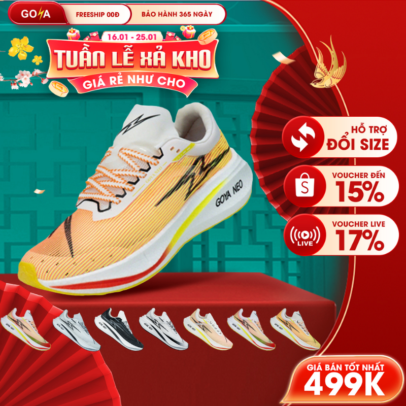 Giày thể thao chạy bộ carbon nam nữ Goya Neo năm 2026 - siêu nhẹ, siêu êm, đế carbon trợ lực