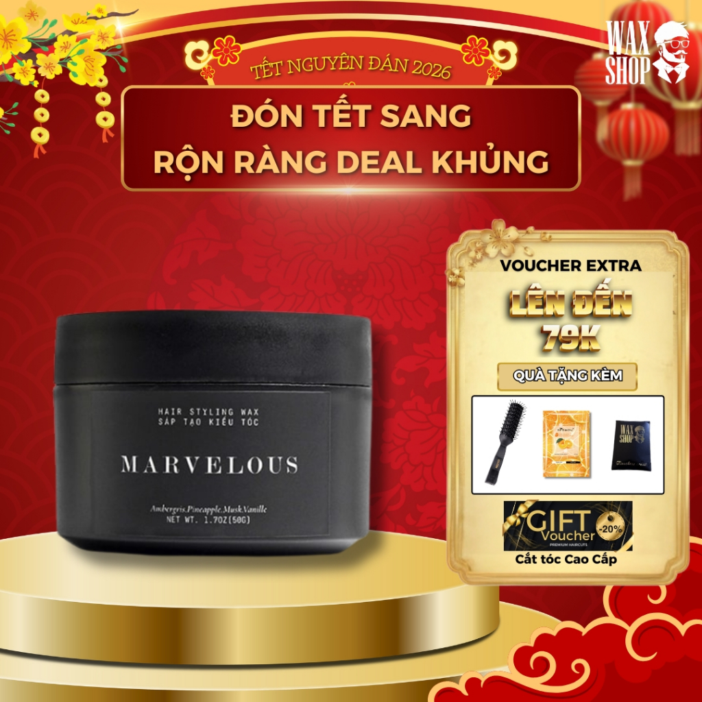 Sáp vuốt tóc nam Marvelous Rusty Lab 50g chính hãng gel, wax giữ nếp tóc - Waxshop