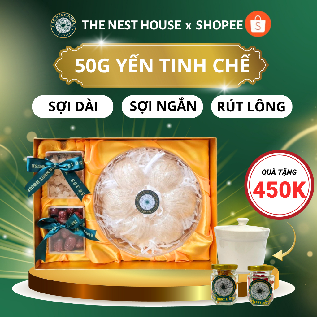 50G Yến sào Nha Trang Khánh Hoà tổ yến tinh chế nguyên chất The Nest House