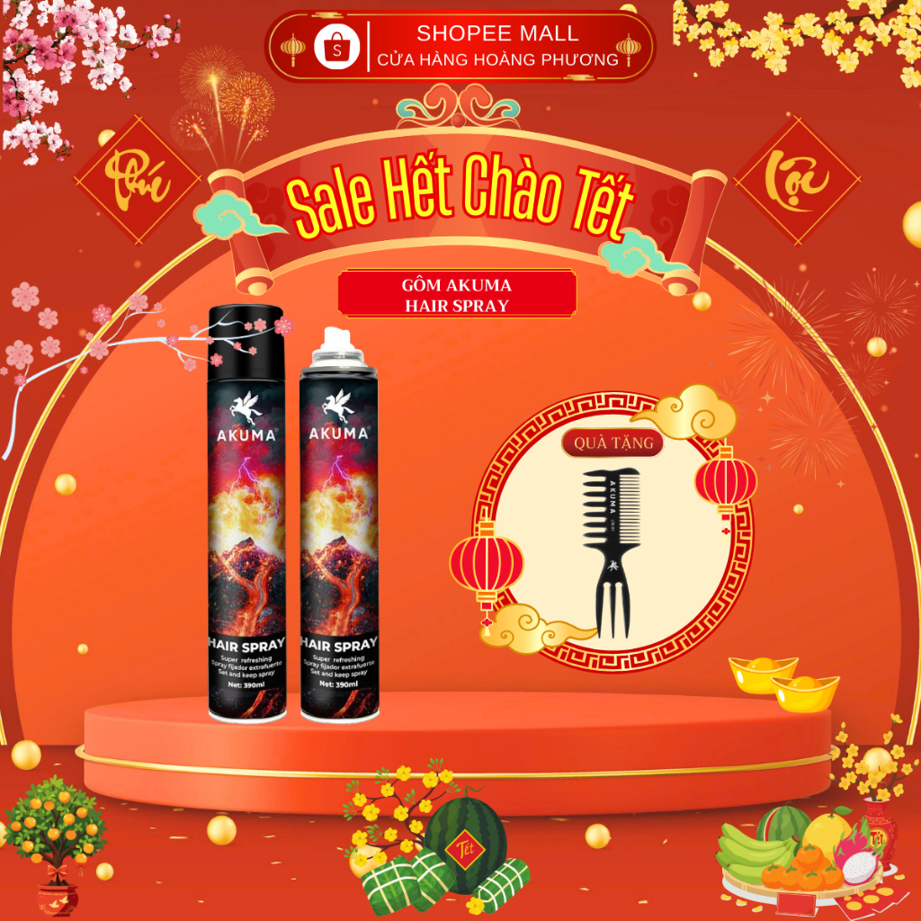 Gôm Xịt Giữ Nếp Tóc AKUMA HAIR SPRAY 390ml Hương Nước Hoa Chính Hãng Akuma
