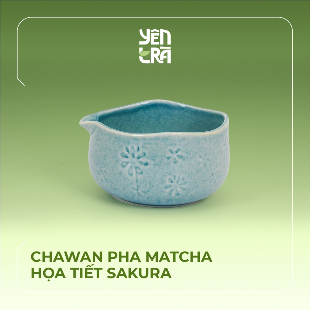 Chawan Đánh Matcha, Tô Đánh Matcha sứ xanh dương cao cấp - Yên Trà
