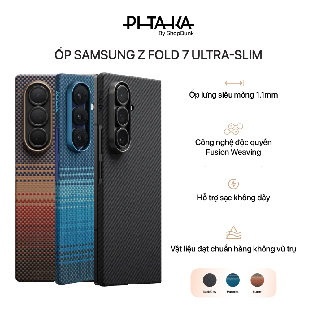 [Samsung Z Fold 7] Ốp lưng Pitaka Ultra-Slim vải dệt siêu mỏng cao cấp bảo vệ điện thoại