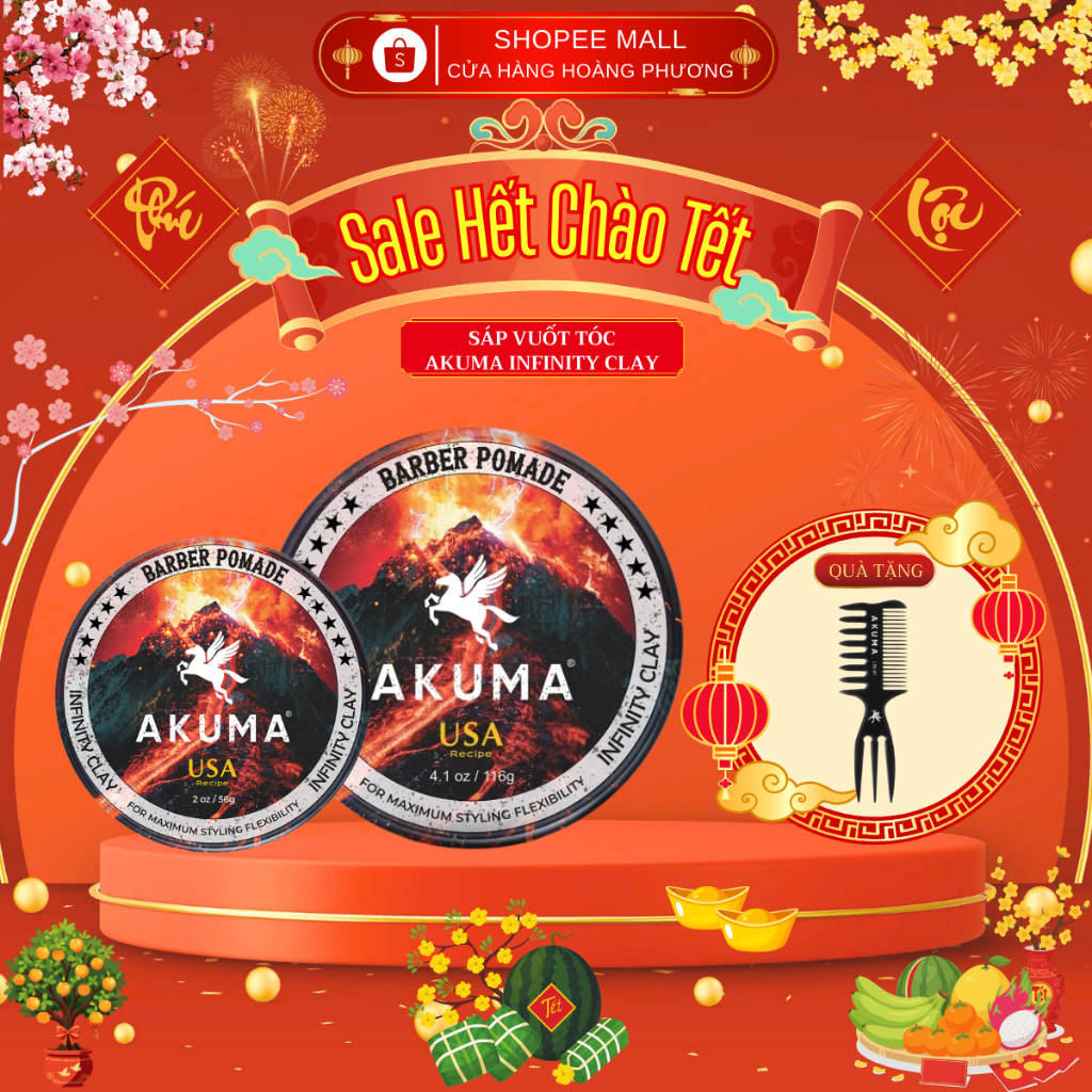 Sáp Vuốt Tóc AKUMA INFINITY CLAY Hàng Chính Hãng, Giữ Nếp 12h, Hương Nước Hoa Nam Tính