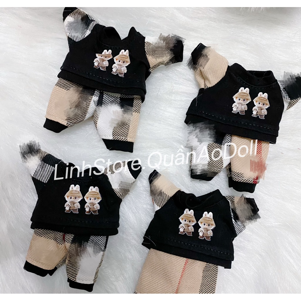 [QUẦN ÁO DOLL] QUẦN ÁO NAM THIẾT KẾ KẺ VUÔNG HOẠ TIẾT GẤU ĐỘC ĐÁO DÀNH CHO BÉ TRAI 5IN